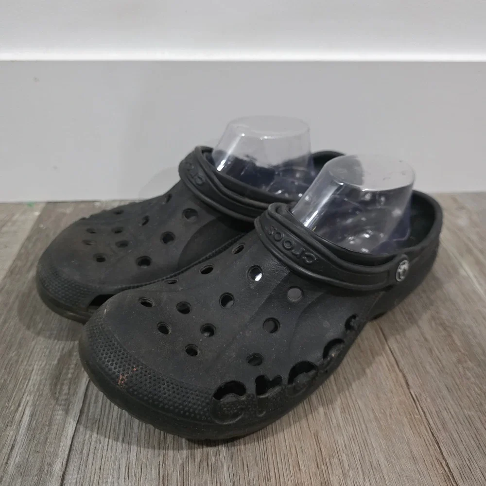Crocs Mens Baya Clog Size 12 Black Lightweight Breathable Slip On Shoes